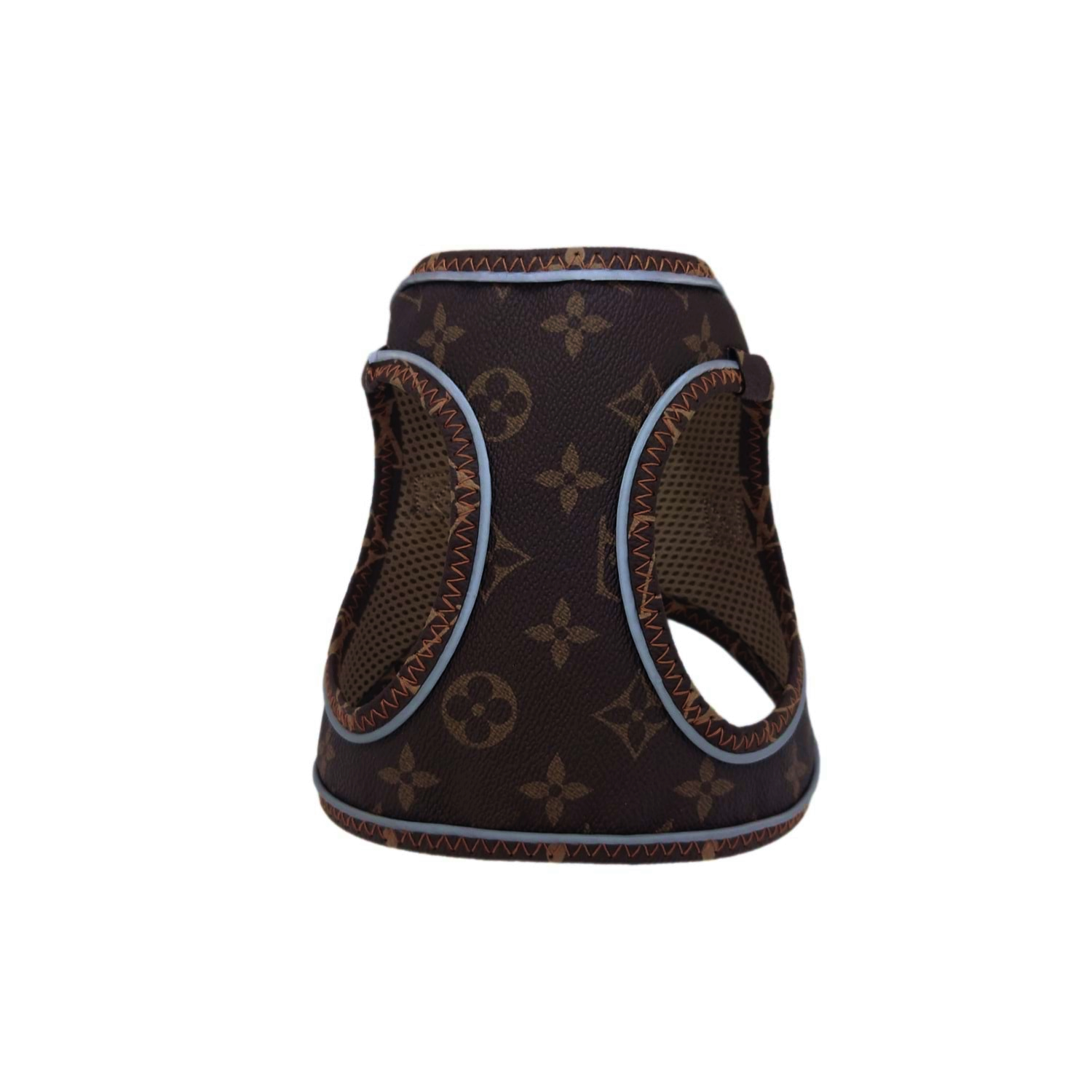 Üç Kilitli Deri Kedi Köpek Göğüs Tasması 28-34 cm X-Small Kahverengi