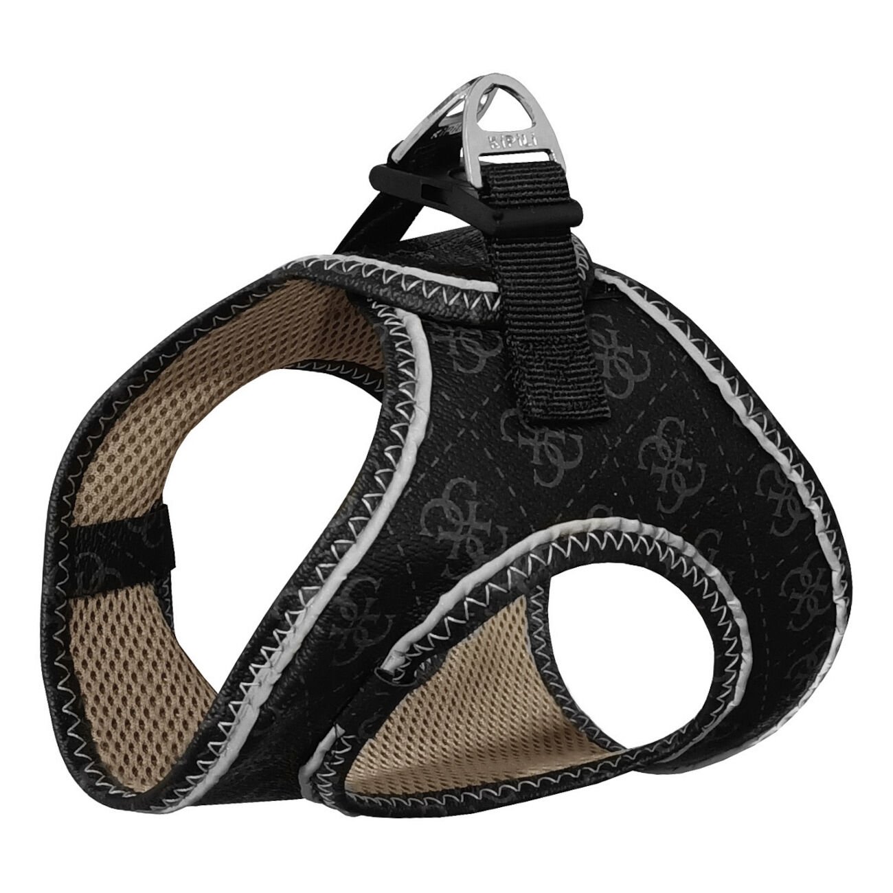 Üç Kilitli Deri Kedi Köpek Göğüs Tasması 24-28 cm XX-Small Siyah