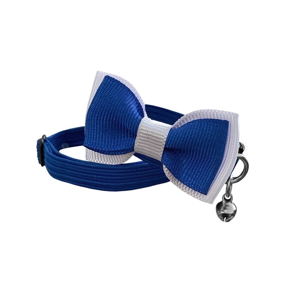 Markapet Papyonlu Elastik Örme Kedi Tasması 18,5 cm-29 cm Mavi