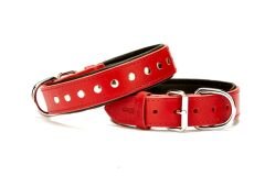 Doggie Deri Rivetli Köpek Tasması 3,5x47-55 cm Kırmızı
