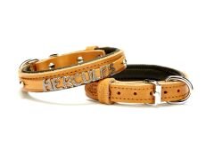 Doggie Deri İsimlikli Köpek Tasması 1,5x25-30 cm Kamel