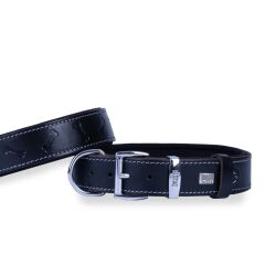 Doggie Kemik Desenli Deri Köpek Boyun Tasması 3,5x47x55 cm Siyah