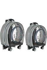 Markapet Fileli Tekerlekli Kedi Köpek Taşıma Çantası 42 x 40 x 22 cm Gri 15 kg