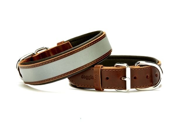 Doggie Konforlu Reflektörlü Deri Köpek Tasması 3,5x47-55 cm Kahverengi