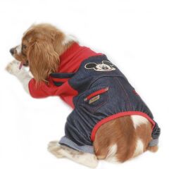 Mikie Denim Romper Köpek Tulumu Kıyafeti Large