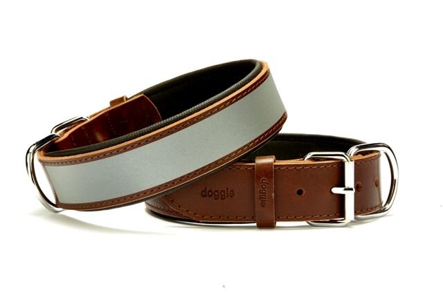 Doggie Konforlu Reflektörlü Deri Köpek Tasması 4x52-60 cm Kahverengi