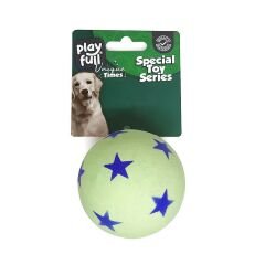 Playfull Zıplayan Köpek Oyun Topu 6,3 Cm Yeşil Yıldız Desenli