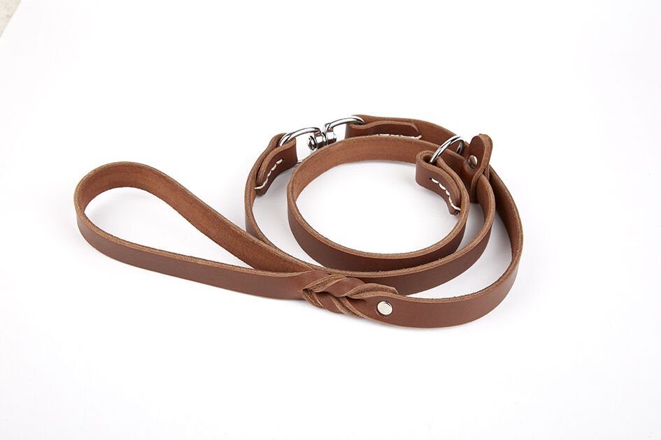 Doggie Eğitim Serisi Gerçek Deriden El Yapımı Ayarlı Köpek Gezdirme Kayışı 1,1X150 cm Kahverengi