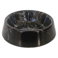 Markapet Elegans Seri Mermerit Kaymaz Tabanlı Kedi Köpek Mama Su Kabı 750 ml 24 oz Siyah Gümüş