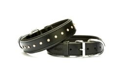 Doggie Konforlu Deri Swarovski Kristal Taşlı Köpek Boyun Tasması 3,5 x 40-49 cm Siyah