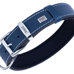 Doggie El Yapımı Konforlu Deri Köpek Tasması 4x52-60 cm Mavi