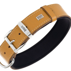 Doggie El Yapımı Konforlu Deri Köpek Tasması 4x57-65 cm Kamel